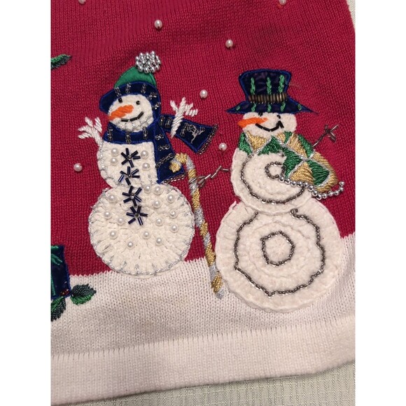 Holiday Christmas Ugly Sweater Red Snowman Sweater - Picture 14 of 16